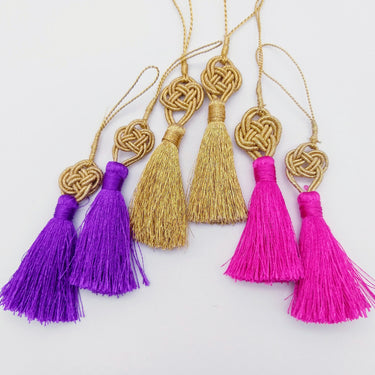 Purple Tassels Artificial Silk Tassel, Gold Celtic Knot Tassels, Earring Tassel